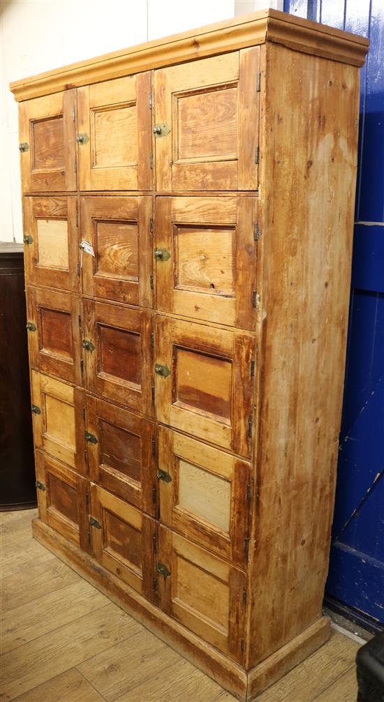 A 19th century pine cabinet locker W.125cm